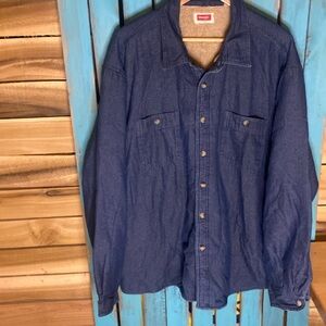 Wrangler blue denim shirt jacket fleece lined size 3XL